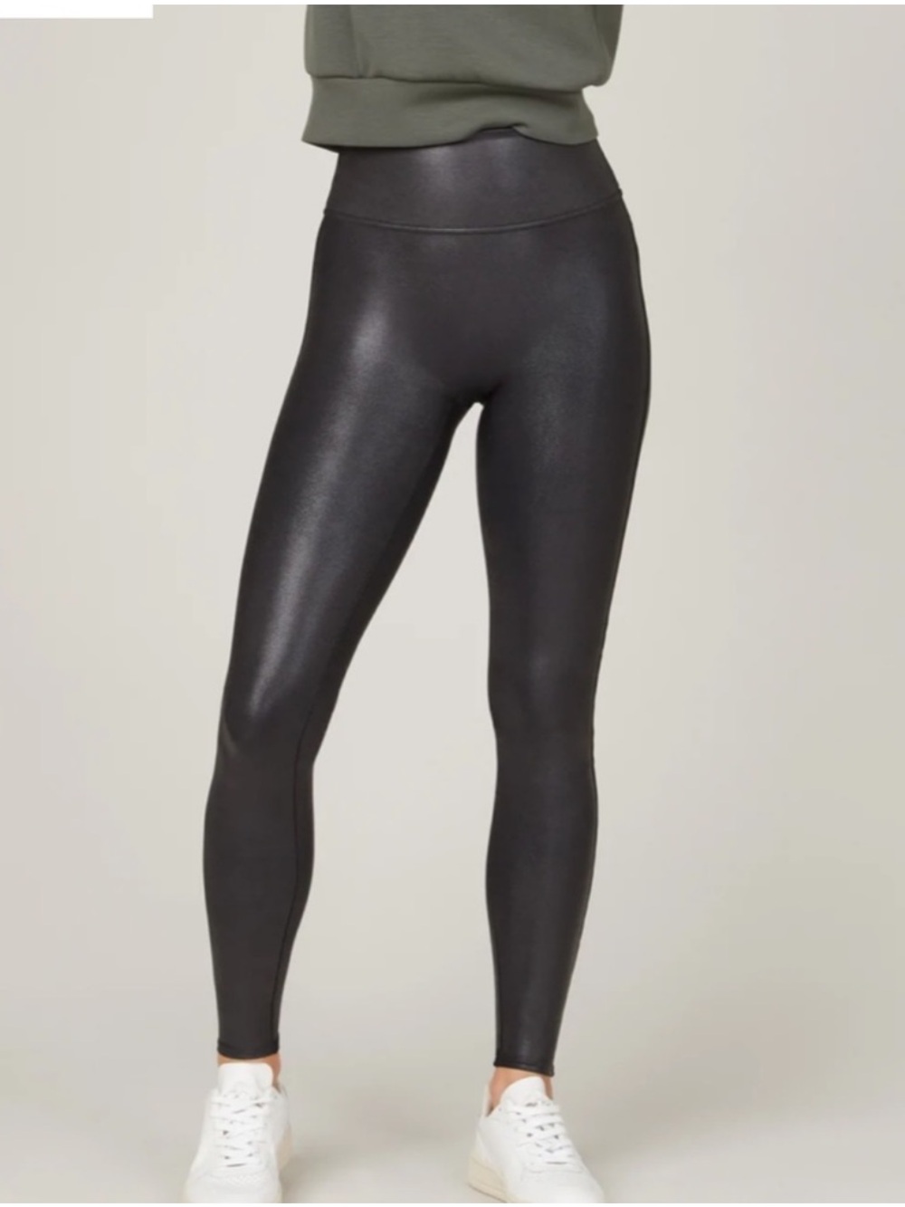 SPANX Black Faux-Leather High-Waist Leggings Size SP